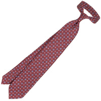 Floral Printed Silk / Linen Tie - Burgundy - Hand-Rolled