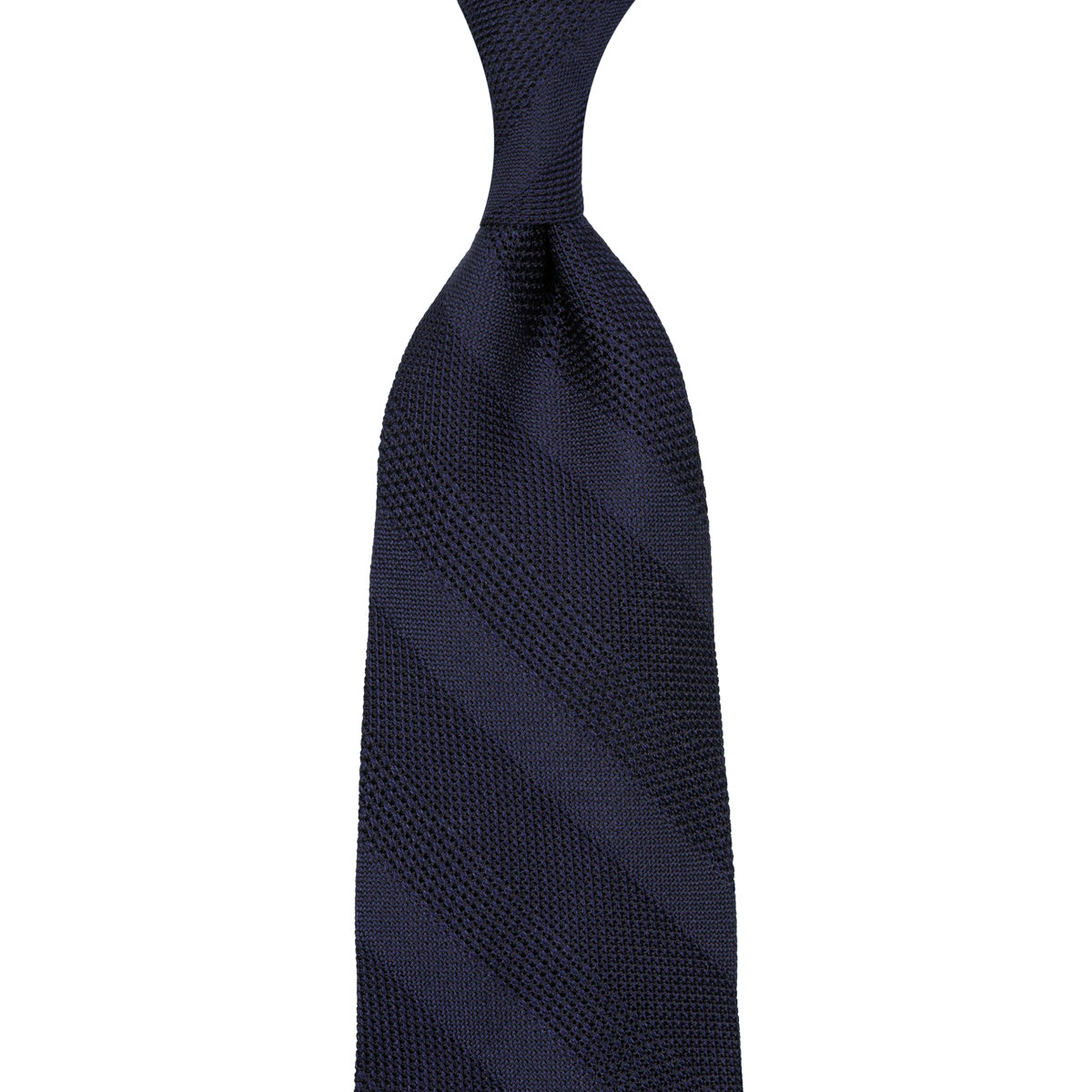 Striped Fina Grenadine Silk Tie - Navy Shadow