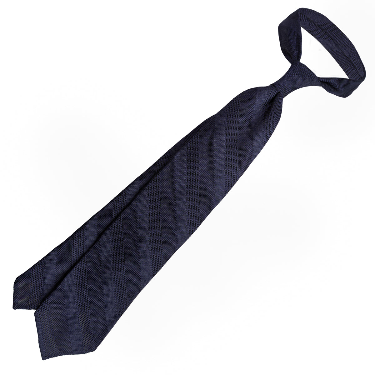 Striped Fina Grenadine Silk Tie - Navy Shadow