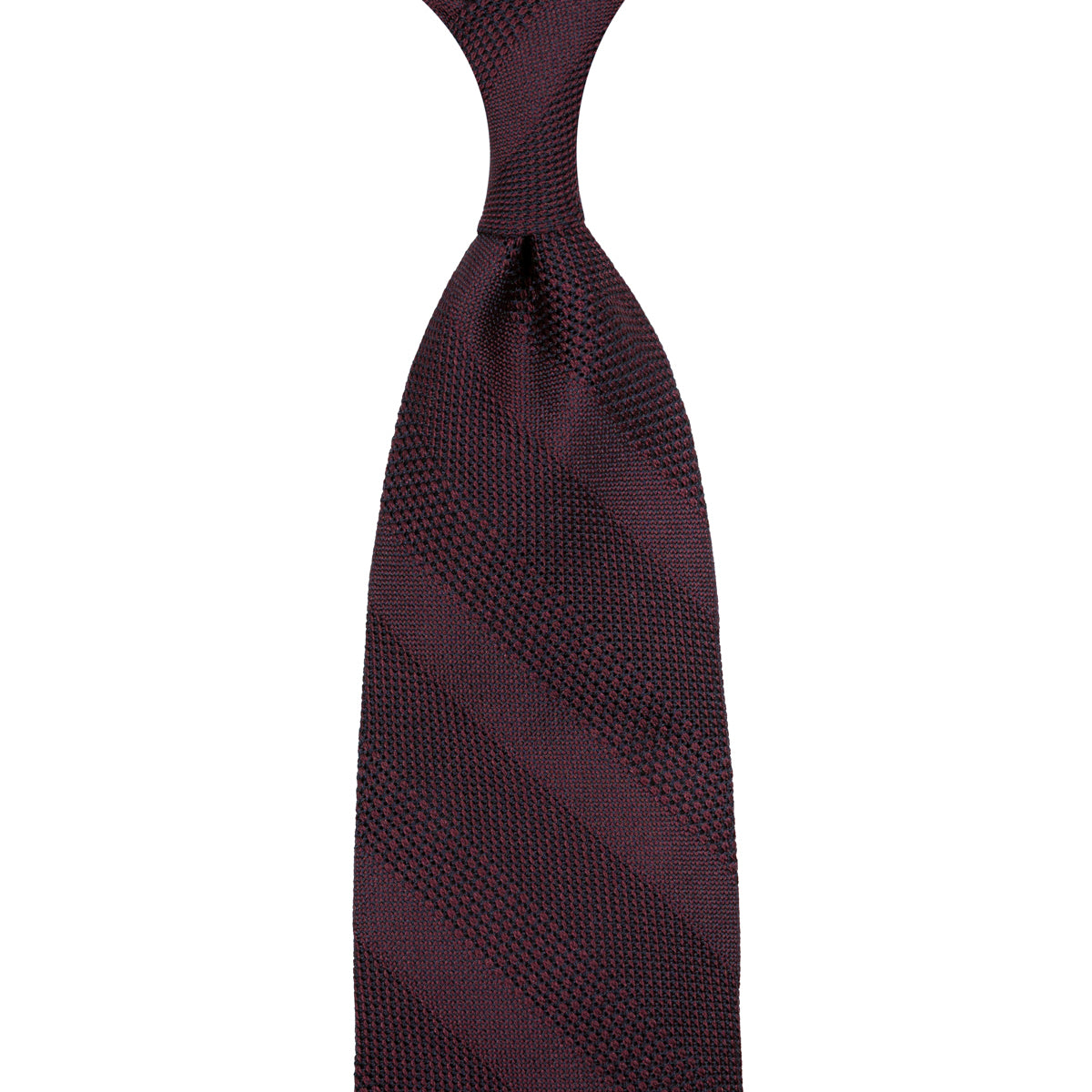 Striped Fina Grenadine Silk Tie - Burgundy Shadow