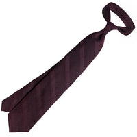 Striped Fina Grenadine Silk Tie - Burgundy Shadow