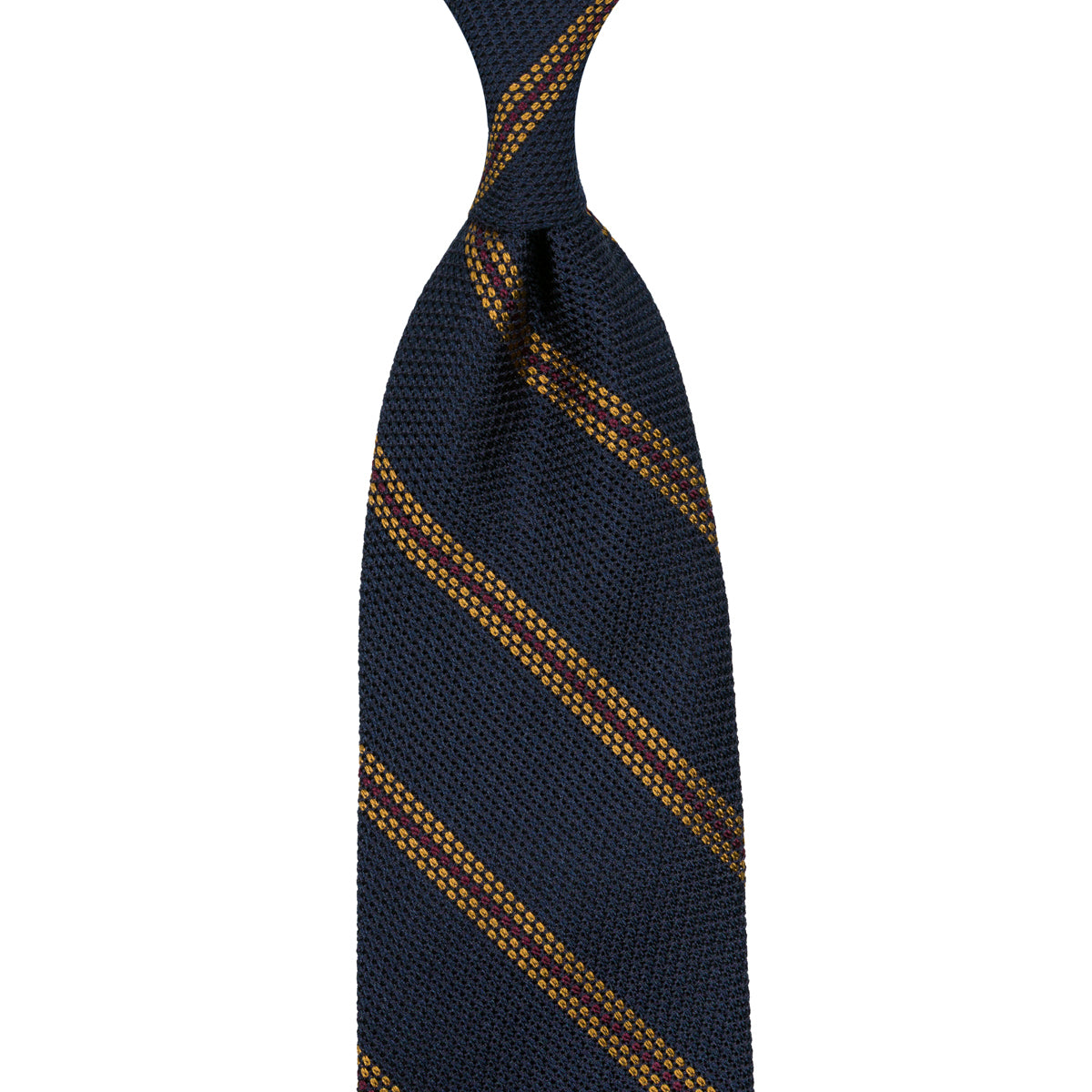 Striped Fina Grenadine Silk Tie - Navy / Yellow / Red