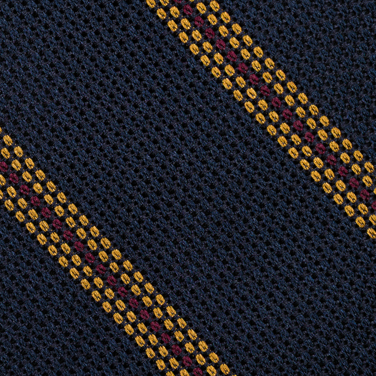 Striped Fina Grenadine Silk Tie - Navy / Yellow / Red