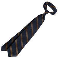 Striped Fina Grenadine Silk Tie - Navy / Yellow / Red