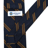 Striped Fina Grenadine Silk Tie - Navy / Yellow / Red