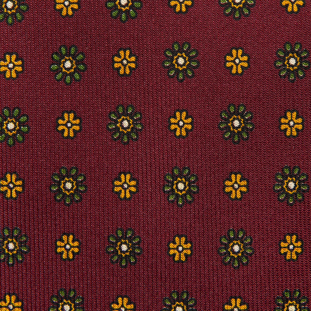 Floral Printed Silk Tie - Burgundy - Hand-Rolled