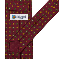 Floral Printed Silk Tie - Burgundy - Hand-Rolled