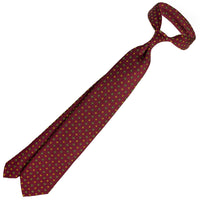 Floral Printed Silk Tie - Burgundy - Hand-Rolled