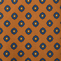 Shibumi-Flower Printed Silk Tie - Ochre - Hand-Rolled