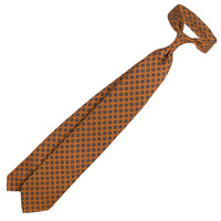 Shibumi-Flower Printed Silk Tie - Ochre - Hand-Rolled