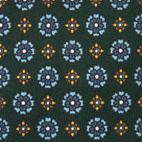Floral Printed Silk Tie - Mader Green - Hand-Rolled