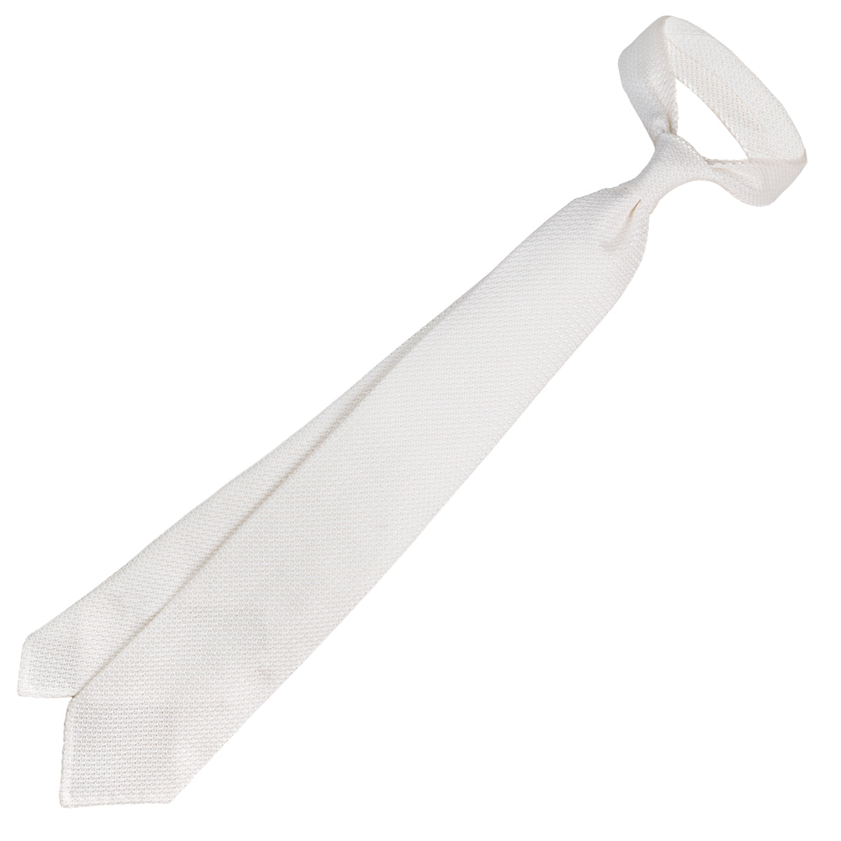 Grenadine / Garza Grossa Tie - White - Hand-Rolled