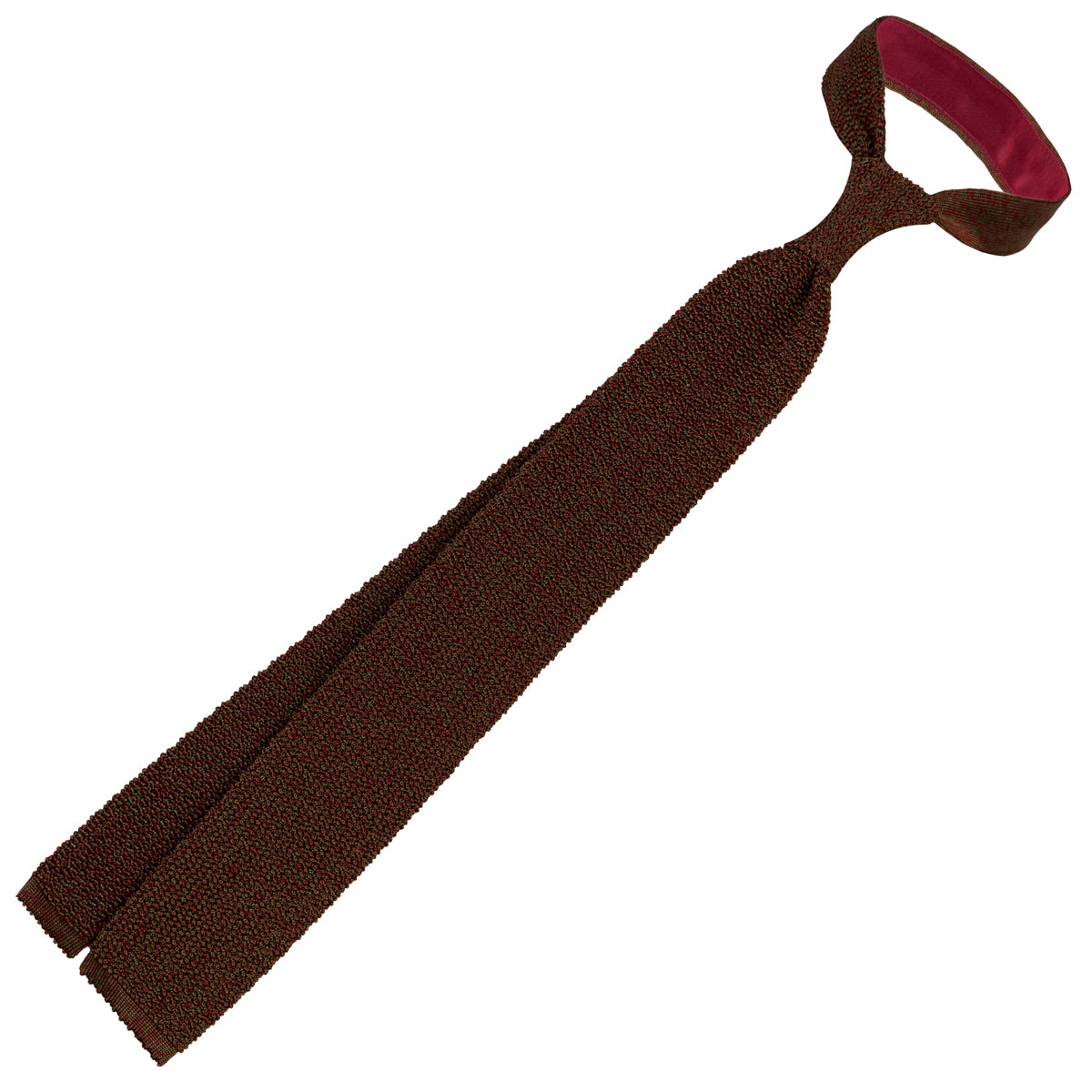 Crunchy Silk Knit Tie - Red / Green Mottled