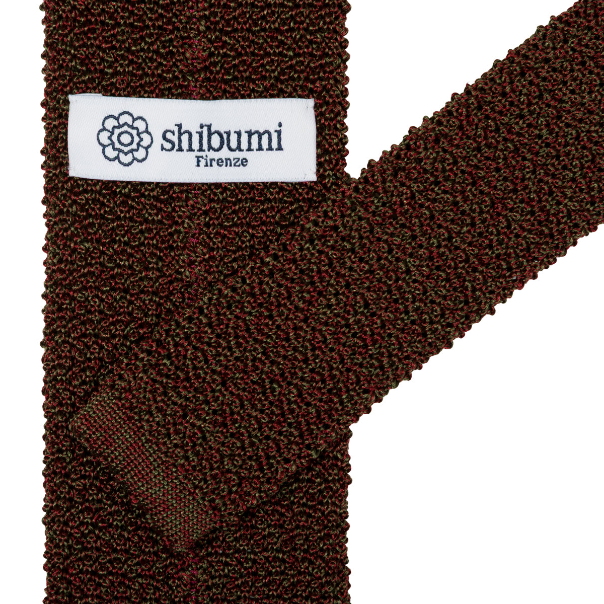 Crunchy Silk Knit Tie - Red / Green Mottled