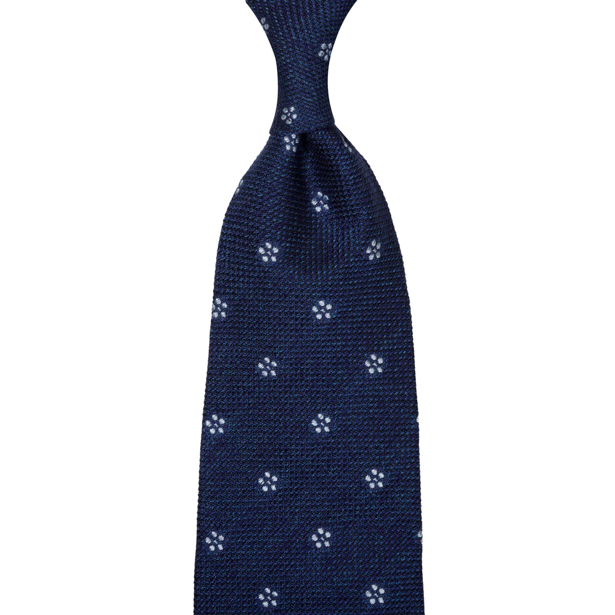 Floral Fina Grenadine Silk Tie - Blue Mottled - Hand-Rolled