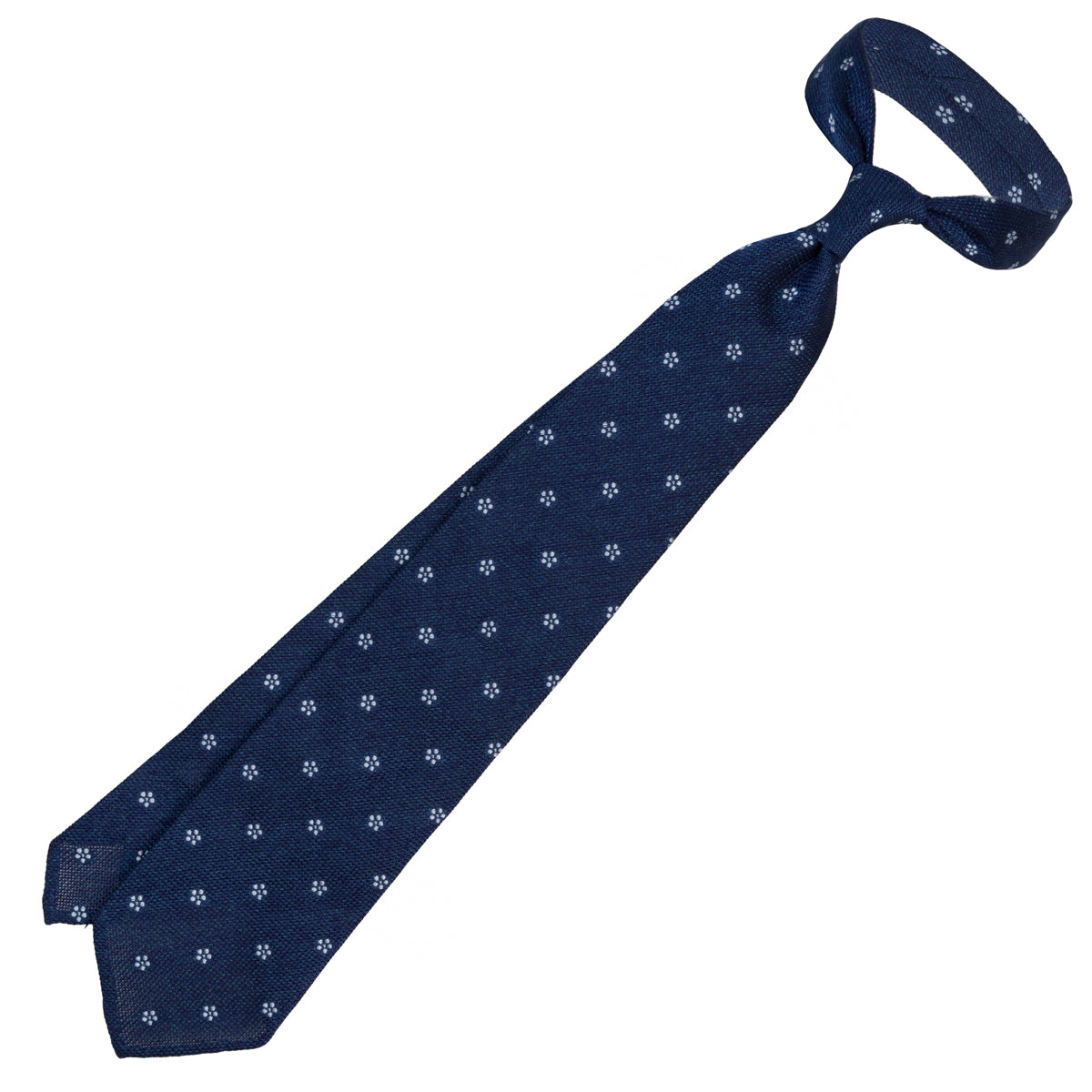 Floral Fina Grenadine Silk Tie - Blue Mottled - Hand-Rolled