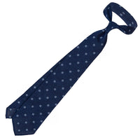 Floral Fina Grenadine Silk Tie - Blue Mottled - Hand-Rolled