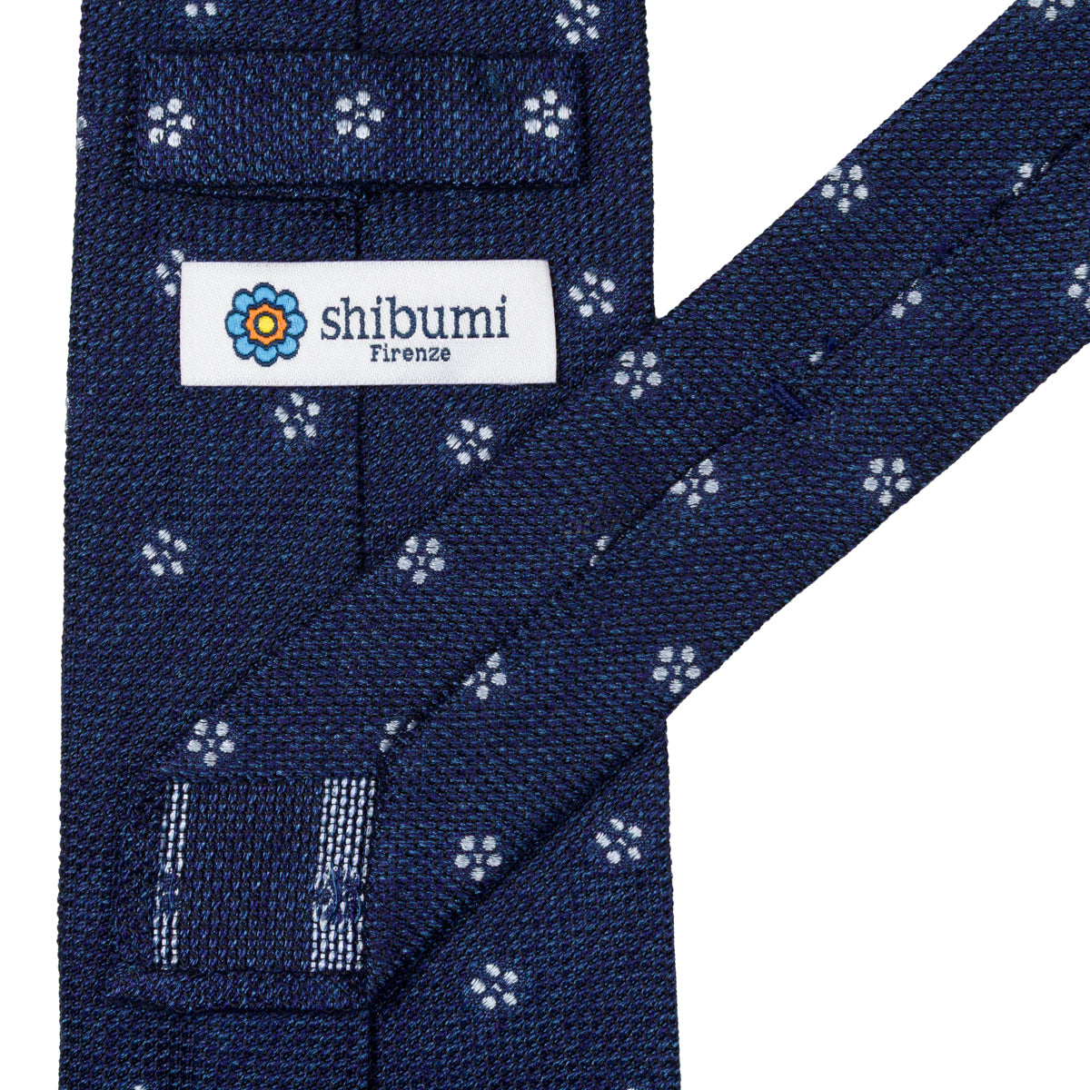 Floral Fina Grenadine Silk Tie - Blue Mottled - Hand-Rolled