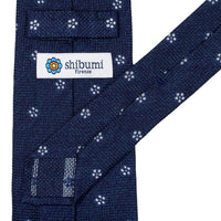 Floral Fina Grenadine Silk Tie - Blue Mottled - Hand-Rolled