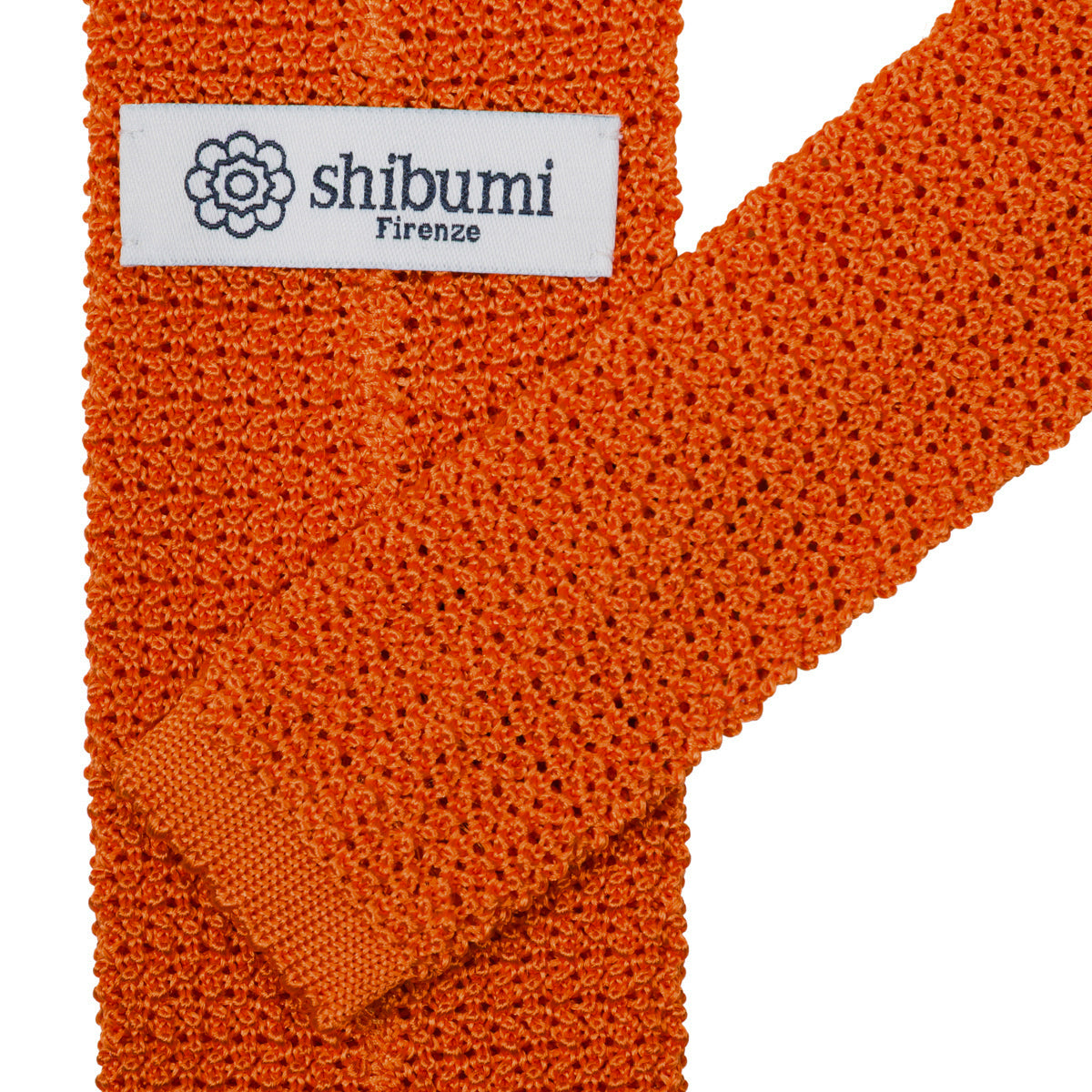 Crunchy Silk Knit Tie - Orange