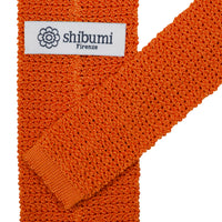 Crunchy Silk Knit Tie - Orange
