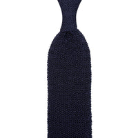Crunchy Silk Knit Tie - Navy
