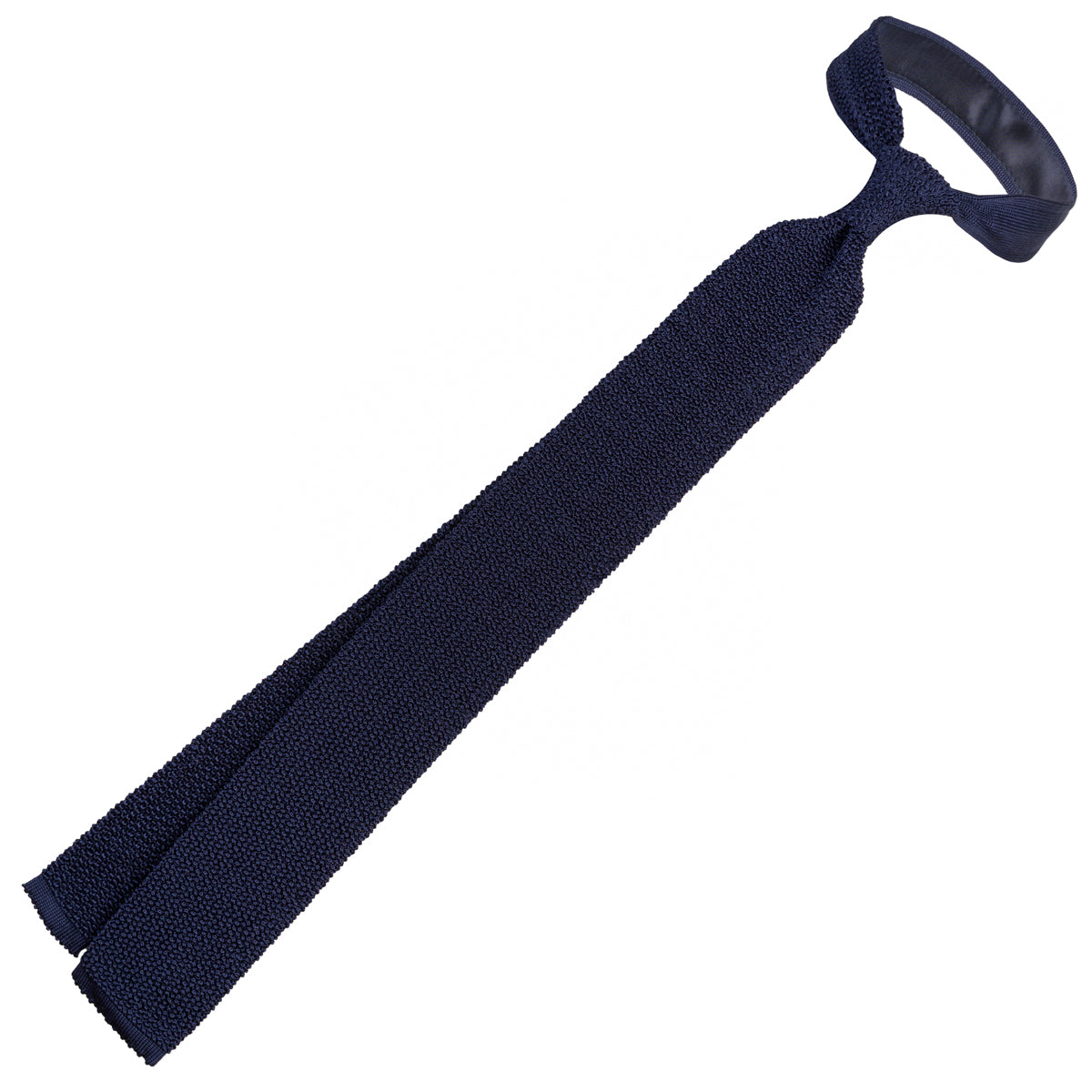 Crunchy Silk Knit Tie - Navy
