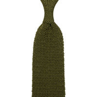 Crunchy Silk Knit Tie - Olive