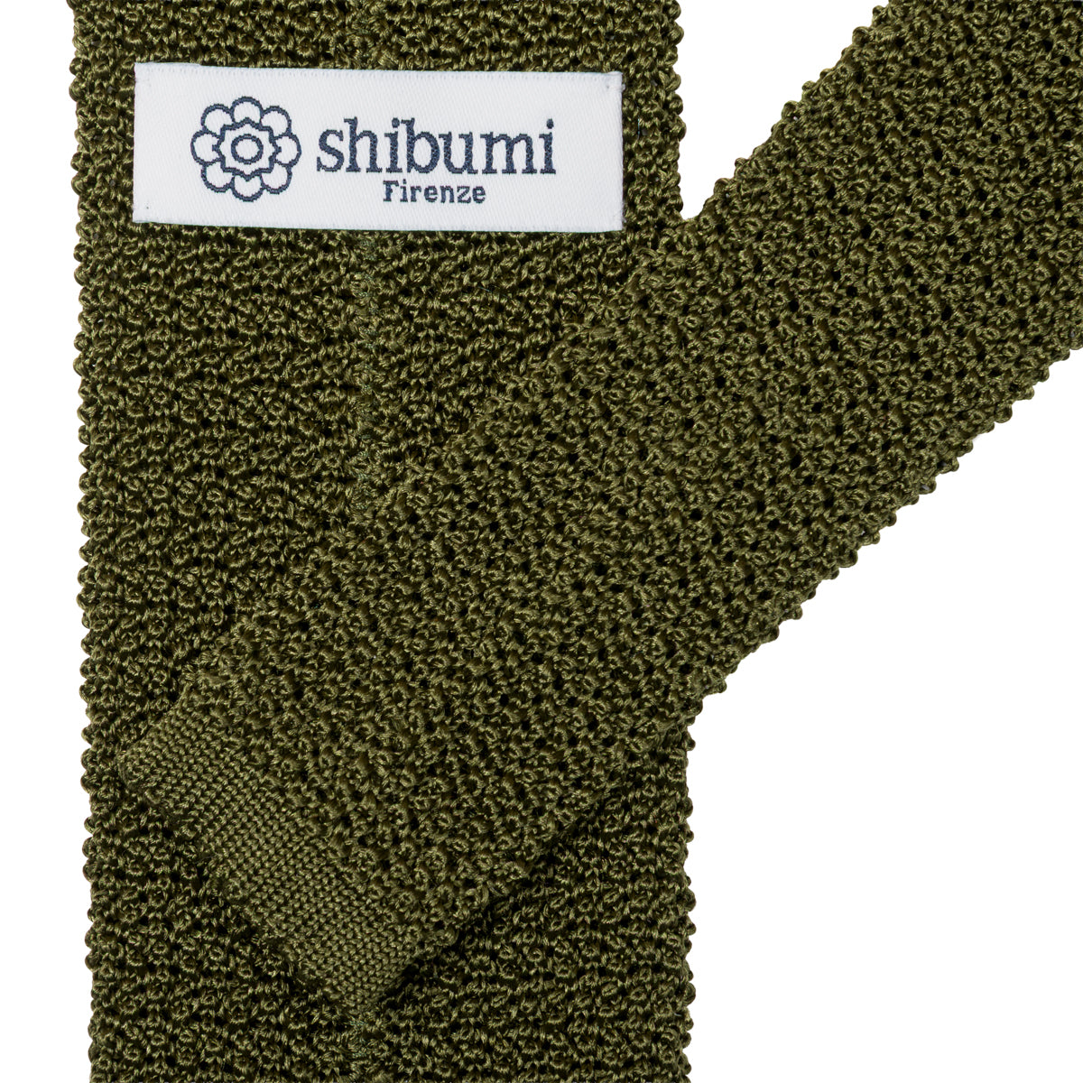 Crunchy Silk Knit Tie - Olive