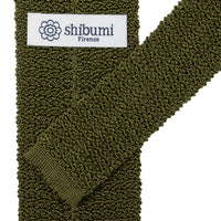 Crunchy Silk Knit Tie - Olive