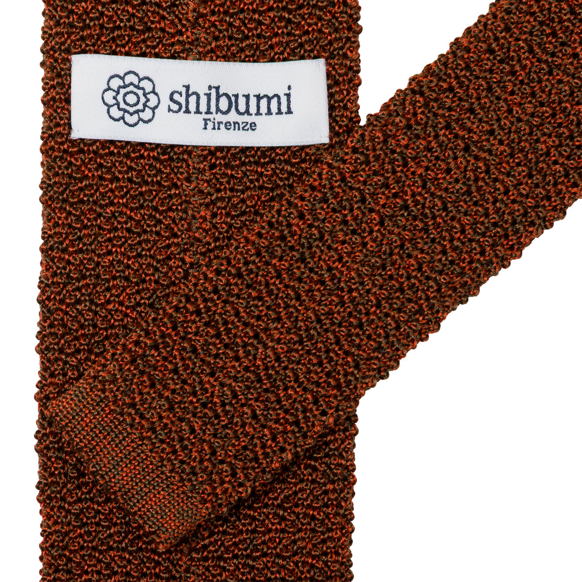 Crunchy Silk Knit Tie - Rust Mottled