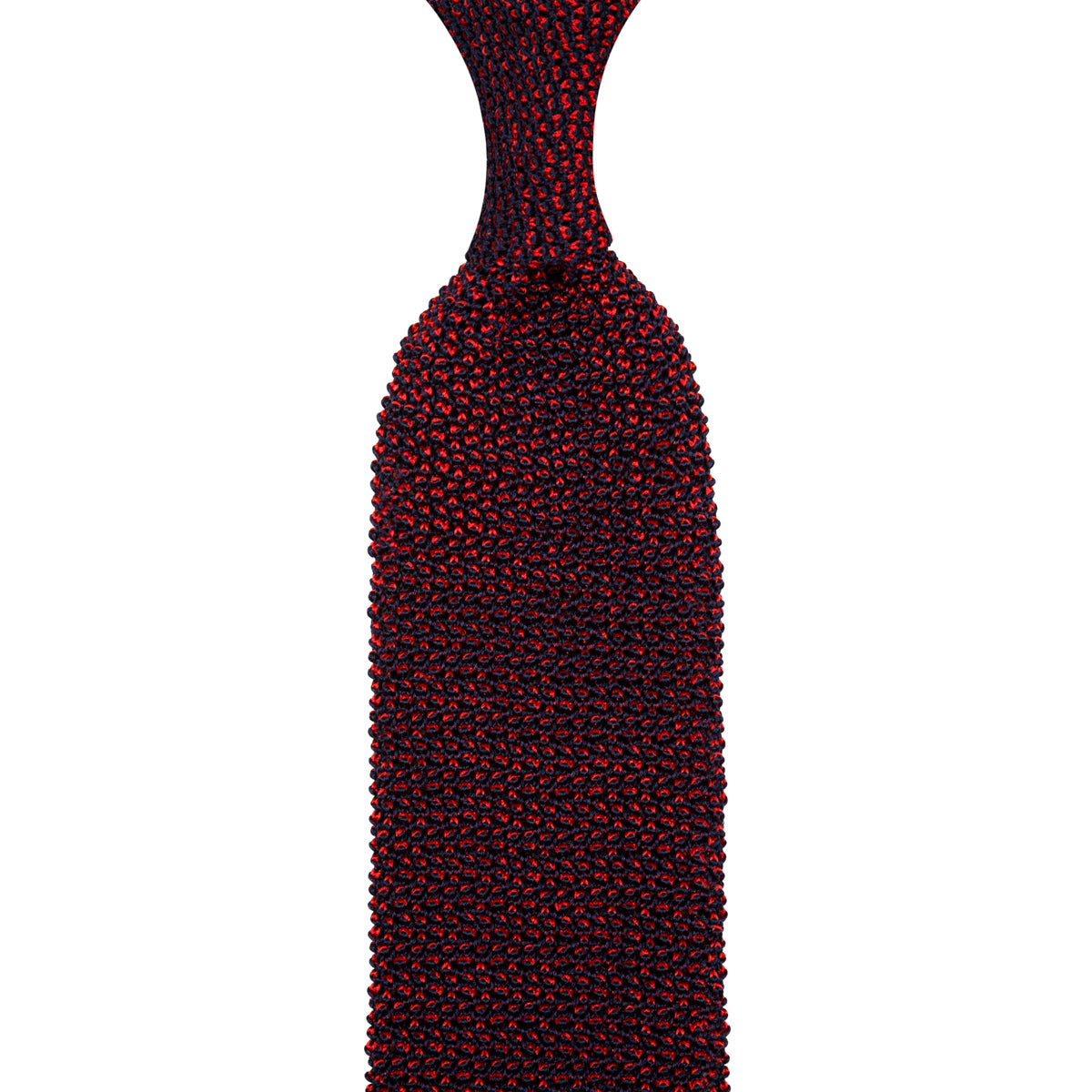 Crunchy Silk Knit Tie - Cherry / Navy Mottled