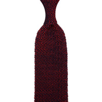 Crunchy Silk Knit Tie - Cherry / Navy Mottled
