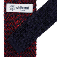 Crunchy Silk Knit Tie - Cherry / Navy Mottled