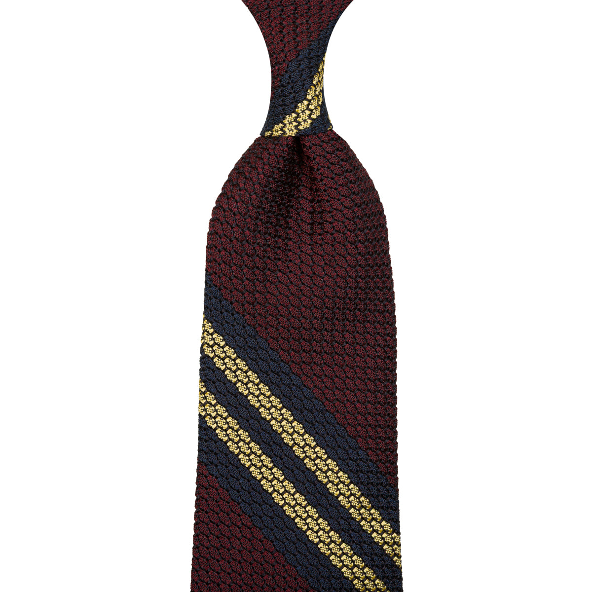Striped Grossa Grenadine Silk Tie - Navy / Burgundy / Yellow