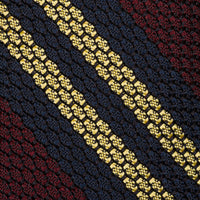 Striped Grossa Grenadine Silk Tie - Navy / Burgundy / Yellow