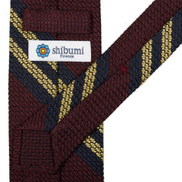 Striped Grossa Grenadine Silk Tie - Navy / Burgundy / Yellow