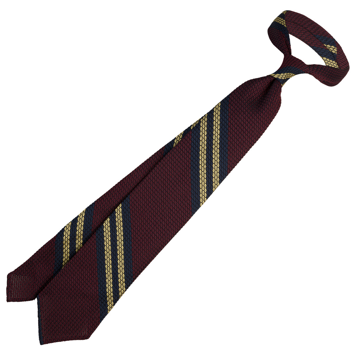 Striped Grossa Grenadine Silk Tie - Navy / Burgundy / Yellow