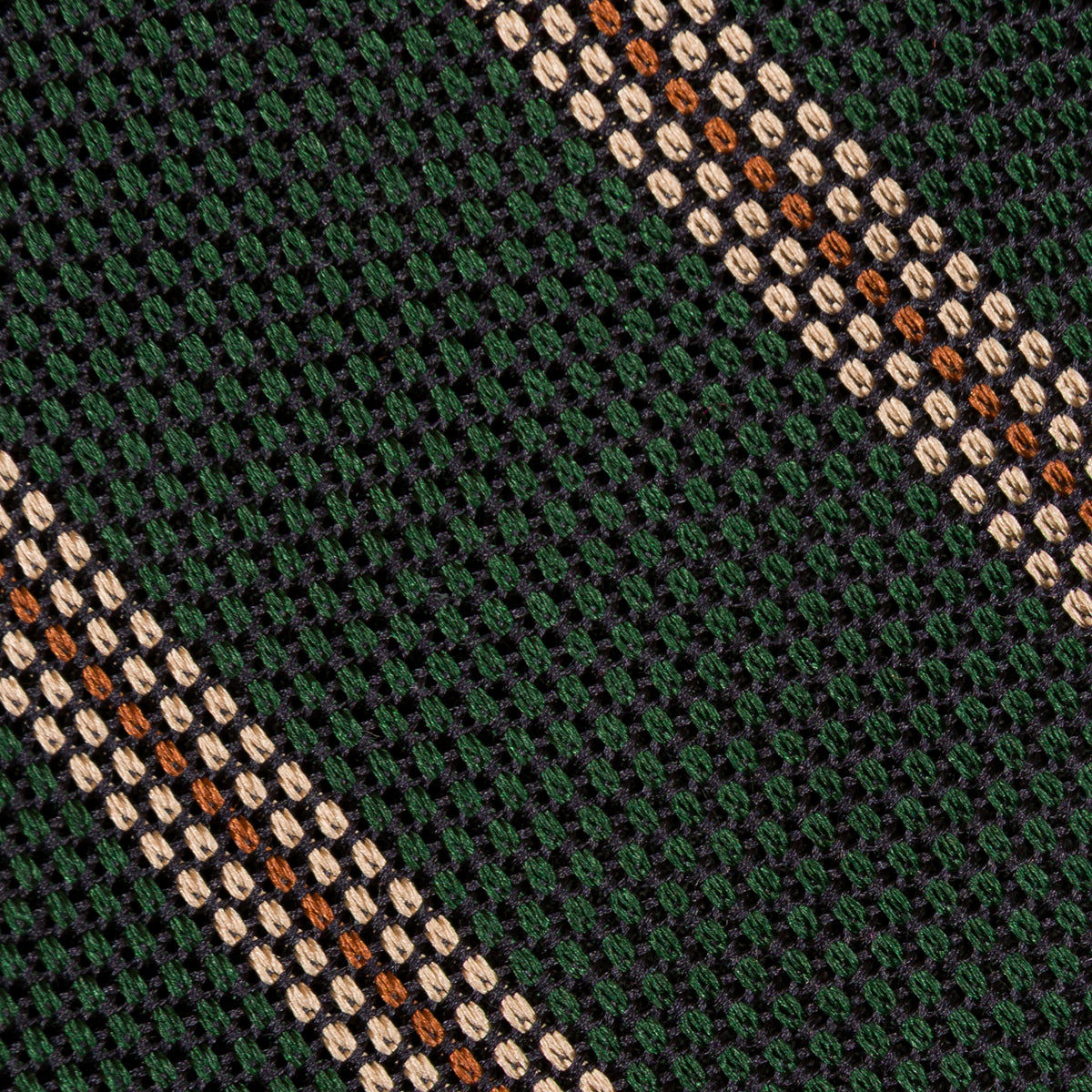 Striped Fina Grenadine Silk Tie - Forest / Beige / Rust