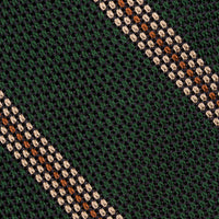 Striped Fina Grenadine Silk Tie - Forest / Beige / Rust