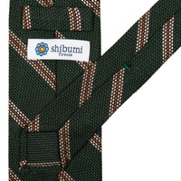 Striped Fina Grenadine Silk Tie - Forest / Beige / Rust