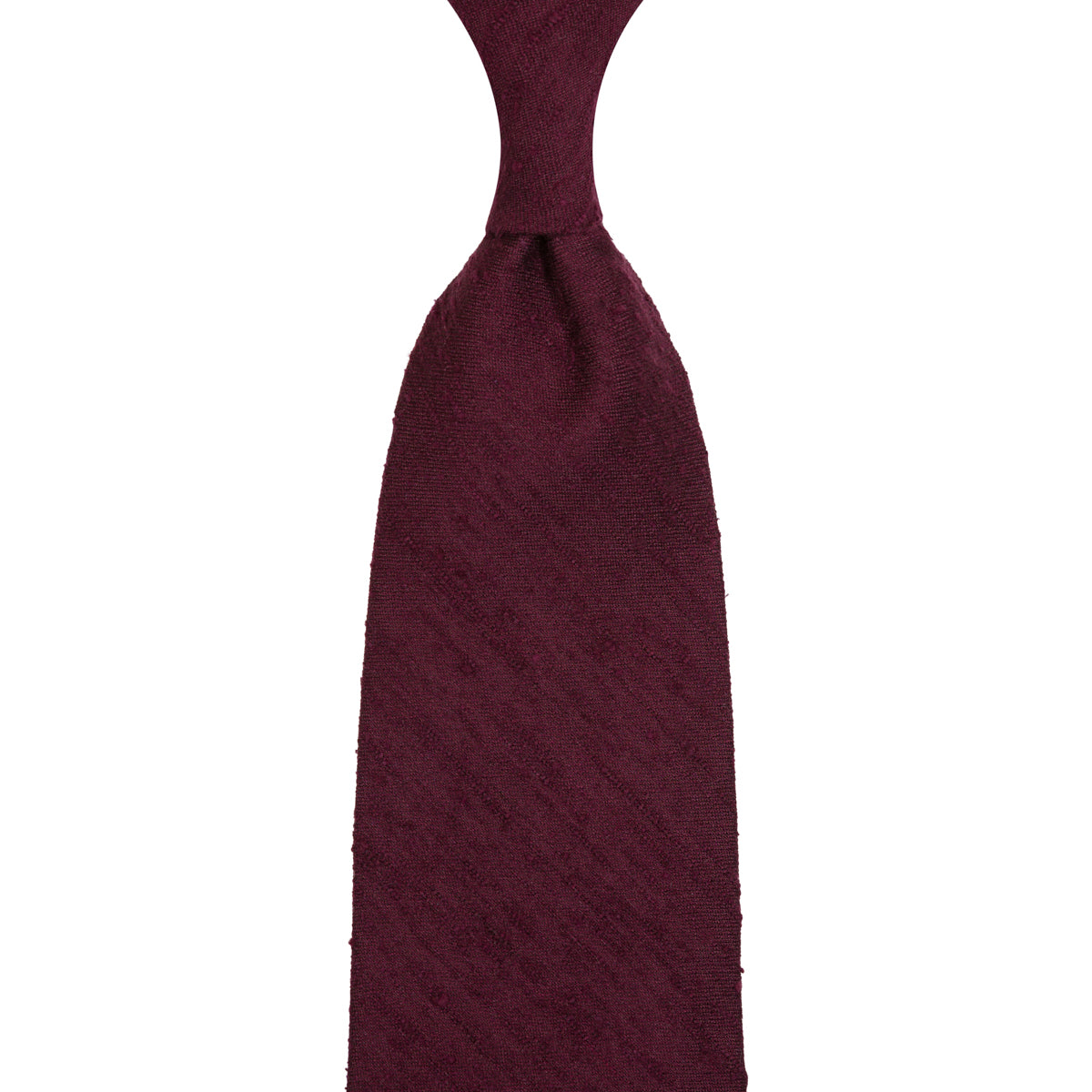 Plain Shantung Silk Tie - Burgundy - Hand-Rolled