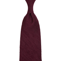 Plain Shantung Silk Tie - Burgundy - Hand-Rolled