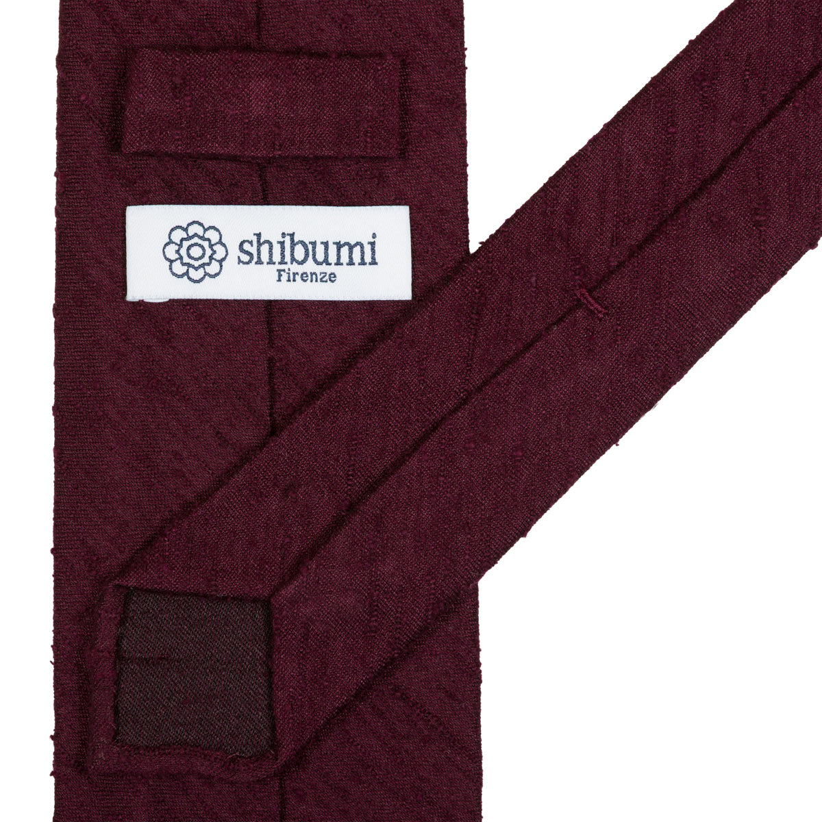 Plain Shantung Silk Tie - Burgundy - Hand-Rolled