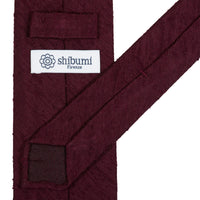 Plain Shantung Silk Tie - Burgundy - Hand-Rolled
