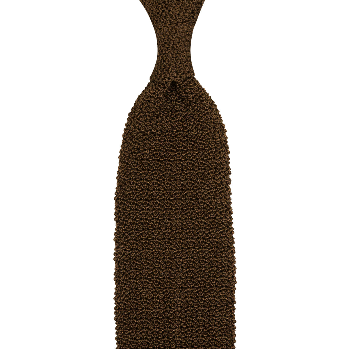 Crunchy Silk Knit Tie - Brown