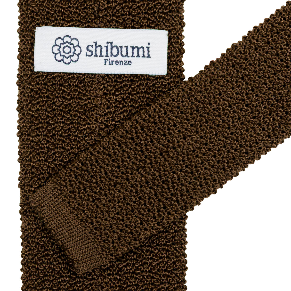 Crunchy Silk Knit Tie - Brown