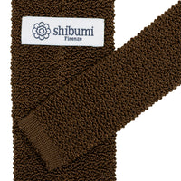 Crunchy Silk Knit Tie - Brown
