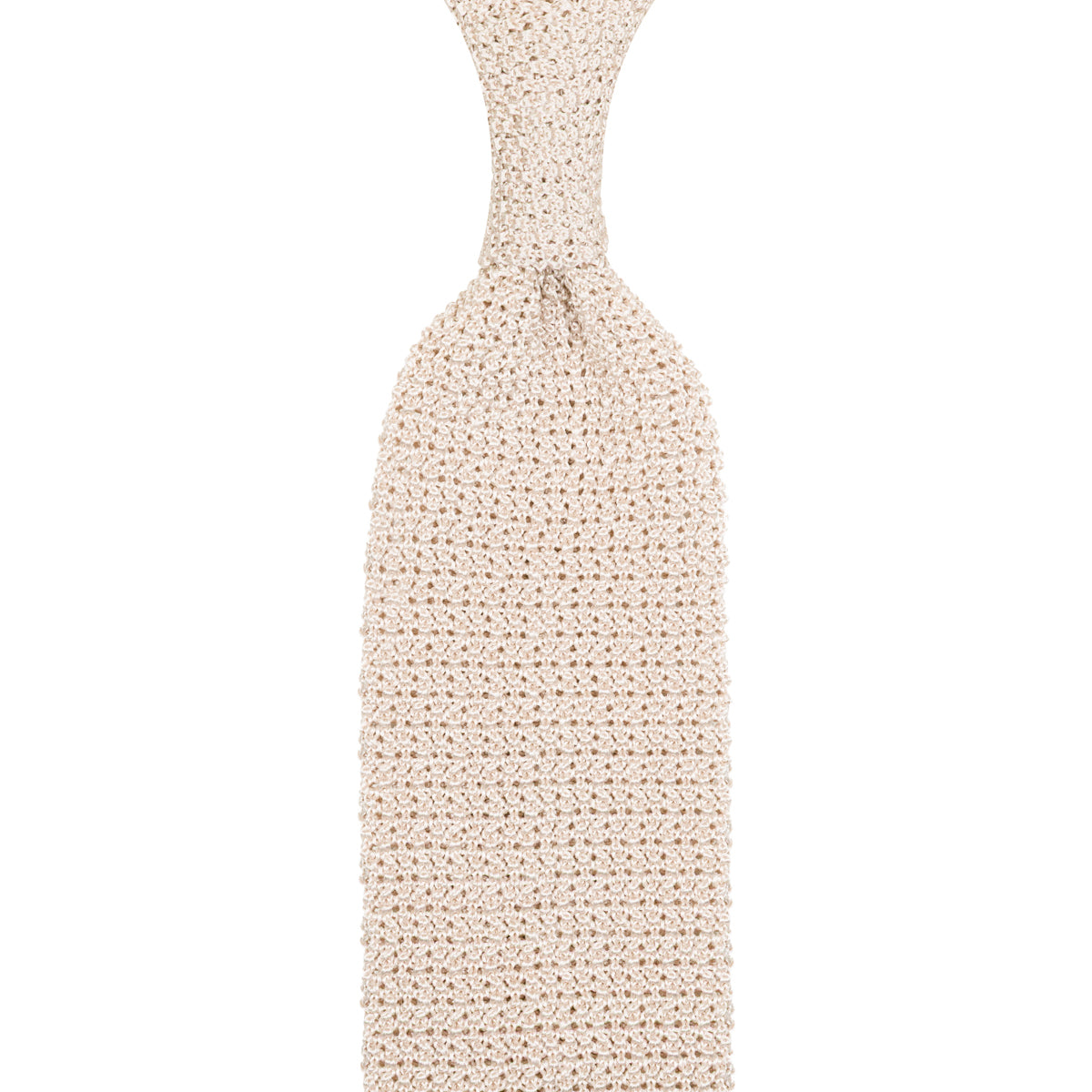 Crunchy Silk Knit Tie - Cream