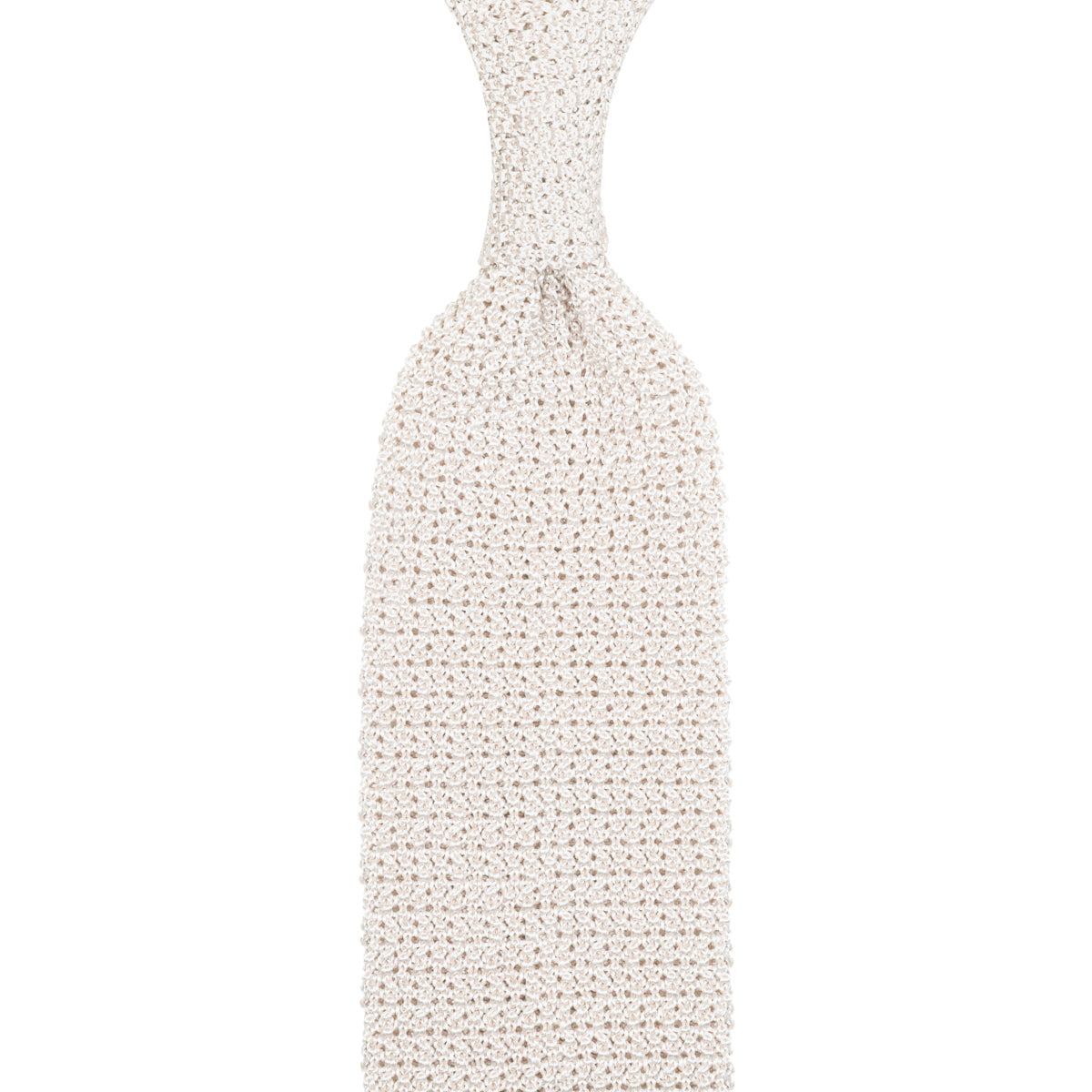 Crunchy Silk Knit Tie - White